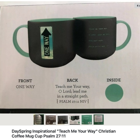 Mug Bible Verse Inspirational Message Ceramic Stoneware Black Green Jumbo 16 Oz - Picture 4 of 15